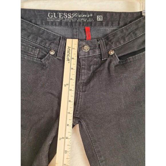 Guess Daredevil Womens 28 Black Denim Dark Bootcut Flare Jean 30x32 Stretch Logo - Picture 4 of 10